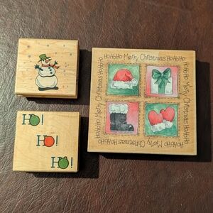 EUC Wooden Christmas Stamp Set - Holiday Icons